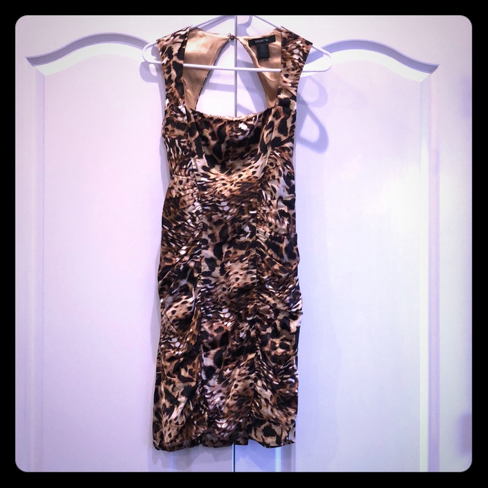 Arden B. Satin Animal Print Cocktail Dress